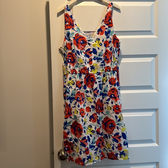 Fit and flare sleeveless sundress, floral pattern, white with multicolor flowers - Picture 6 of 6